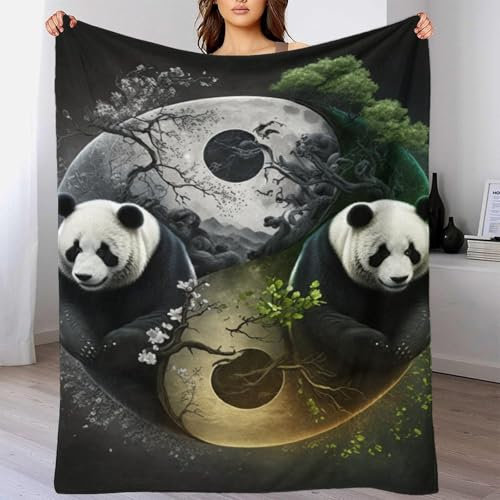 XJmoney Yin-Yang-Art-Decke aus Fleece, groß, dick, weich, gemütlich, Flanelldecke, Überwurf, Couch, Bett, Erntedankfest-Geschenkdecke für Kinder und Erwachsene, 180 x 200 cm