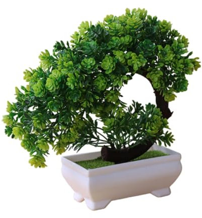 perfk Künstliche Dekorpflanze im Topf, künstliche Pflanzenornament, künstliche Pflanzen im Topf für dekoratives Wohnzimmer, Büro, Garten, Lotus-Stil