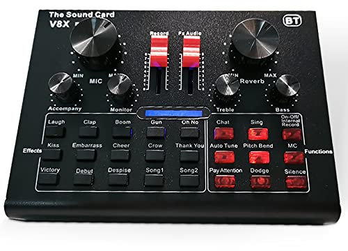 XRPOUXMTE Podcast Equipment Bundle,Live Sound Card with Mic Kit And Adjustment Arm Stand,Audio Mixer for Gaming,Live Streaming,Podcasting,Music Recording,Single