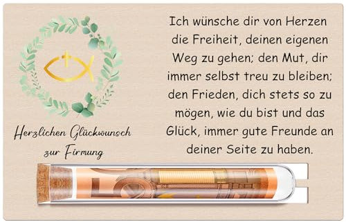 Otuuz Firmung Geschenke Mädchen Jungen Karte Firmung Geldgeschenke für Jungen Mädchen mit Reagenzglas Geldgeschenke Verpackung aus Holz