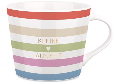 Schreibkram Manufaktur, Kleine Auszeit, Kaffeetasse, 420 ml | Porzellantasse mit Echtgoldveredelung, 12 x 8,5 cm - viele Sprüche und Motive zur Auswahl, Handwäsche empfohlen