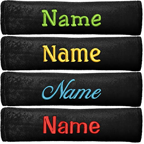 Nashville print factory Gurtpolster Gurtschoner mit Ihrem Wunschtext oder Name Bestickt Velour Auto Schulterpolster (1)