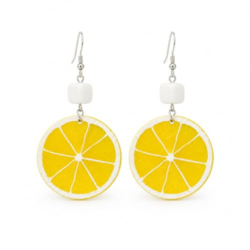 ‌Niedliche Zitrone Ohrringe Für Damen Fruchtscheibe Hänger Zitrus Schmuck Statement Accessoires Verspielte Sommer Geschenke‌ (Gelb)