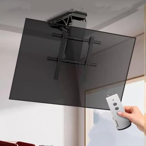 Ceiling TV Mount - Motorised TV Bracket, Electric TVCeiling Mount With Remote Control And Switch Control, Motorised TV Lift Fits 50-90 Inch TVs