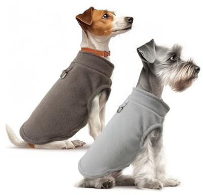 Sahunfri Hundepullover für Kleine Katzen und Hunde, Warme und Weiche Hundepullover, Fleecepullover für Kleine Katzen und Hunde, Winterjacke für Hunde mit Leine (Aqua+grün, XL) (Grey+Brown, XL)