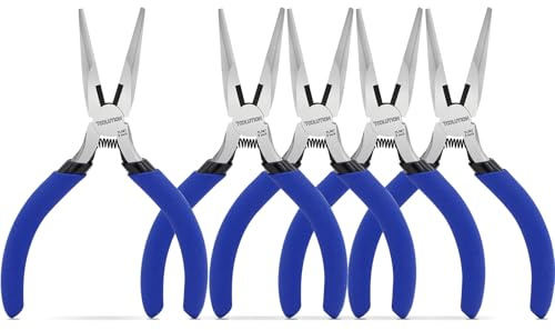 TOOLUTION 5 Pack 5 Jewelry Pliers Set, Tiny Needle Nose Pliers Tool with Wire Cutter, Small Pliers Spring Loaded for Jewelry Making, DIY Crafts, Electronics Repair, Precision Work