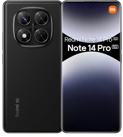 XIAOMI Redmi Note 14 Pro 5G 12GB+512GB - Smartphone con schermo AMOLED 6.67 1.5K, fotocamera 200MP, processore Dimensity 7300-Ultra e batteria 5110 mAh,nero(con caricabatterie)