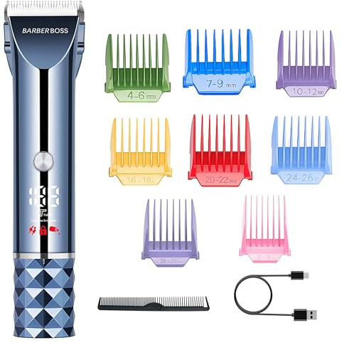BarberBoss Haarschneidemaschine Herren, Schnurloser Bartpfleger für Männer, Verstellbare Klinge & Komplettes Pflegeset für Männer, Turbo Speed Wiederaufladbarer Clipper, Haarschneidemaschine Herren