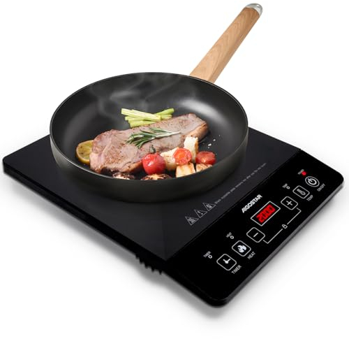 Aigostar Blackfire 30IAV - Plaque à induction portable et multifonction, 2000W, contrôles tactiles, 10 niveaux de puissance. Fonction maintenir au chaud et programmable. Couleur noir. Design exclusif.