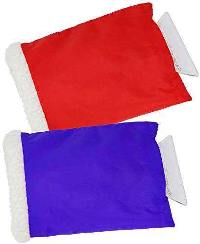 com-four® 2X Eiskratzer aus Kunststoff, Scheibenkratzer mit gefüttertem Handschuh [Auswahl variiert] (02 Stück - mit Handschuh)