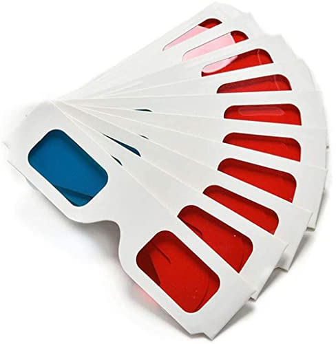 3D-Papier Brille, rot und Cyan Anaglyph, weißer Karton Rahmen, 50 Paar