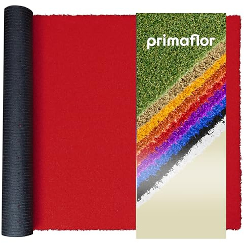 Primaflor Kurzflor Kunstrasen FUN4YOU - Rot, 2,00m x 1,50m, Viele Größen, 12 mm Hoch, UV-Beständiger, Wasserdurchlässiger, Rasenteppich, Outdoor Bodenbelag für Balkon, Minigolf und Boot
