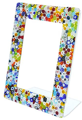 Glass Of Venice Millefiori-Fotorahmen aus Muranoglas, Mehrfarbig, 10,2 x 15,2 cm, für Tischdekoration, horizontale vertikale Heimdekoration – Foto-Display, handgefertigt in Italien