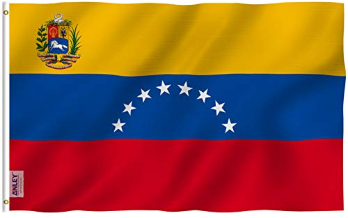 ANLEY Fly Breeze 3x5 Foot Venezuela 8 Stars Flag - Color vivo y resistente a la decoloración UV - Encabezado de lienzo y doble costura - Banderas de la República Bolivariana de Venezuela Poliéster