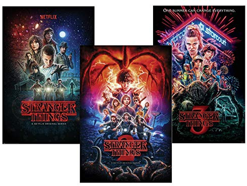 Stranger Things Poster 3er-Set Season 1, 2 und 3 (61cm x 91,5cm) + Geschenkverpackung. Verschenkfertig!