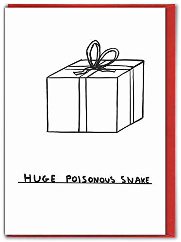 Brainbox Candy Official David Shrigley - Funny Xmas Cards For Him - Funny Christmas Cards- 'Huge Poisonous Snake Xmas' - For Friends Mates Him Her Boyfriend Girlfriend Partner - Sold Exclusively
