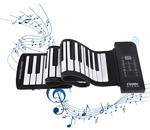 Yunir Roll up Piano, Portable 61 Keys (C3 ~ C8) Standard Soft Silicone Flexible Electronic Keyboard Piano