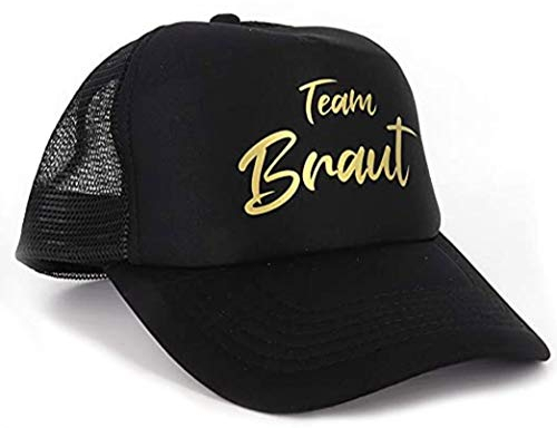 Damen Mesh Cap Schwarze mit goldenem Aufdruck Team Braut, JGA Accessoires Frauen