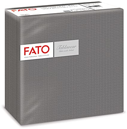 Fato - Trockene Papierservietten, Airlaid, Textileffekt, Packung mit 50 Servietten, Größe 40x40, 4-fach gefaltet, Farbton Decor Black Titanium
