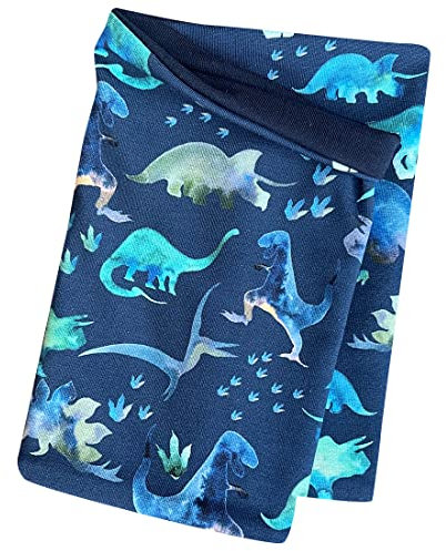 Wollhuhn Öko Jungen/Mädchen Leichter Lockerer Schlupfschal/Halstuch/Loop Baumwolle Jersey Übergangszeiten/Sommer 20220201 (Dinos Blau)