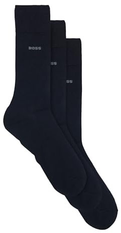 BOSS Herren 3P RS Uni CC Dreier-Pack mittelhohe Socken aus Stretch-Gewebe Dunkelblau 39-42