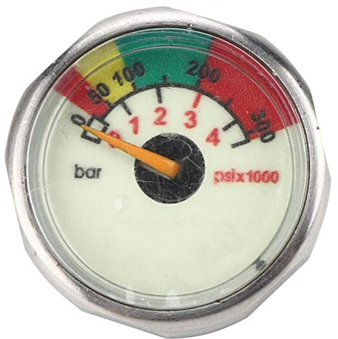 EVTSCAN Scuba Diving Pony Bottle Pressure Gauge with 300BAR, Stainless Steel, M10 Thread for Small Diving Cylinder Scuba Tank Emergency Supply Backup Tank, Waterproof Pressure Gauge