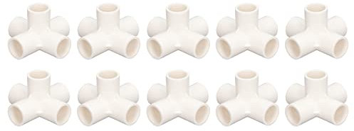 Buachois Raccordi a gomito in PVC da 10 pezzi, connettori per raccordi per tubi in PVC a 5 vie da 25 mm, connettore per tubi a gomito tridimensionali ad angolo retto, per collegamento di raccordi (1#)
