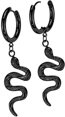 beyoutifulthings 1 Paar Damen Creolen Ohr-Hänger Schlangen-Anhänger Ohr-ringe Ohr-stecker Ohringe Schwarz
