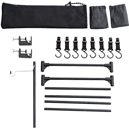 VANZACK Outdoor Camping Light Rack and Two-tier Aluminum Alloy Storage Shelf, Portable Hanging Rack Cutlery Stand for Picnic, Tent Organization and Camping Supplies