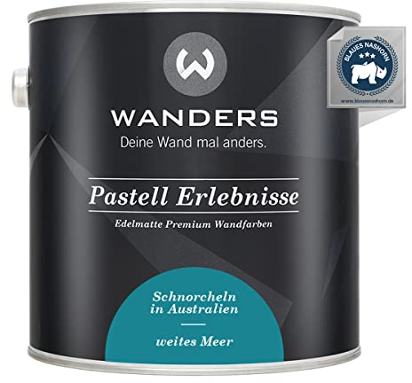 Wanders Pastell Erlebnisse 2,5L - Weites Meer/Tiefes Türkis - Edelmatte Wandfarbe! Küchenmöbellack und Möbelfarbe. Kreidefarbe für Holz & mehr. Hohe Deckkraft, schnell trocknend