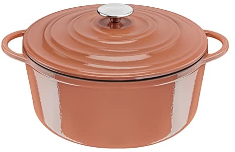 Tefal LOV E2600504 - Cacerola de hierro fundido esmaltado con tapa, 29 cm, 7,4 L, horno holandés, todo tipo de fuegos, olla de hierro fundido, ollas de cocina, aptas para lavavajillas, terracota,