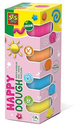 SES Creative 00512 Feel Good Knete-Happy (4x90gr), Mehrfarbig, S