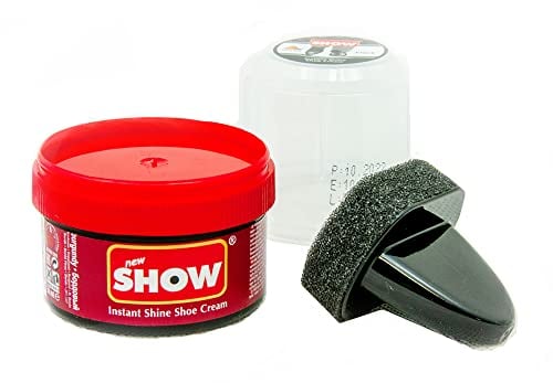 SHOW Burgundy Instant Shine Shoe Polish Cream with Sponge for Shoes Boots Bags - Unisex 50ml 1 Unit Polish Cream - Leather Nourishment and Conditioner - Shoe Care Products