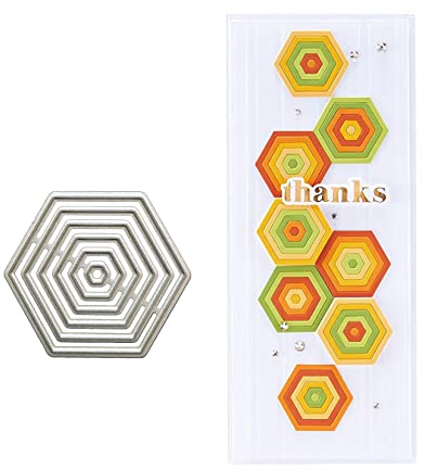 Qoiseys 6-Sechsecke Stanzschablone Die Stanzen Basteln Prägeschablone, Stanzungen für DIY Scrapbooking Fotoalbum Dekoratives Papier Basteln Prägeschablone