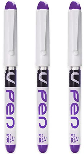 PILOT V PEN - Erasable Disposable Fountain Pen - 0.6mm Nib Tip - Medium Line - Pack of 3 - Violet Ink