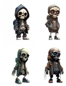 FUFRE Coole Skelett-Figuren Gothic, 2023 Neues Harz-kunsthandwerk Skelett Figuren Gothic Deko, Halloween-Dekoration Für Zuhause, Büro, Schreibtisch (A+B+C+D)