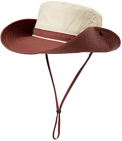 Comhats Herren Sonnenhut mit UV-Schutz, Outdoor Fischerhut, faltbar, Damen Wanderhut, Unisex Buschhut, Sommerhut, Hiking, breiter 50+ Boonie, Gartenhut, Tropenhut, wasserdicht Rötlichbraun L/XL