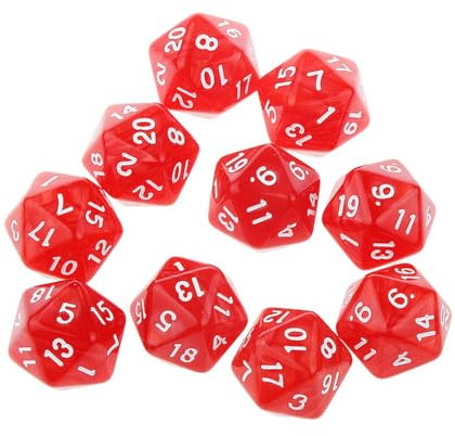 Yourandoll 10 STÜCKE Polyedrische Würfel D20 Würfel Dice Spielwürfel for DND RPG Tischspiele (Rot)