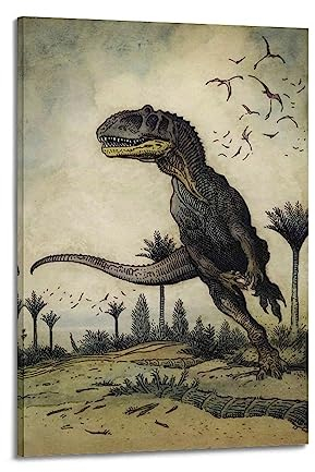 KWID Dinosaurier Vintage Poster Tyrannosaurus Rex Poster Dekorative Malerei Leinwand 40 x 60 cm