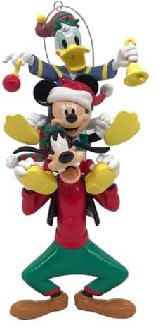Christmas Inspirations Disney Mickey Mouse, Goofy and Donald Duck Christmas Pendant, Glass Hanging Decoration H13.5cm