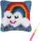 Knüpfteppich Zum Selber Knüpfen, DIY Knüpfkissen Set 43x43cm Kissenbezug-Set,Knüpfkissen Kissenbezug Kissen Zum Selber Knüpfen für Erwachsene und Kinder Latch Hook Kit Heimaccessoire,Wandkunst(BZ-299)