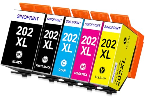 SINOPRINT 202XL Druckerpatronen für Epson 202 XL Patronen für Epson XP 6105 Druckerpatronen für Expression Premium XP-6100 XP-6000 XP-6005 XP6100 XP6105 XP6000 XP6005, 5er-Pack