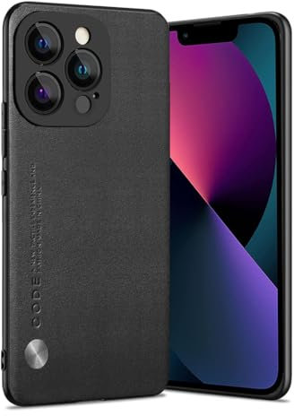 For iPhone 13 Pro Max Case Shockproof Rugged Bumper Cover Leather Matte Case Compatible with Apple iPhone 13 Pro Max (Black)