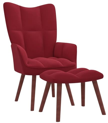 ZEYUAN Relaxsessel mit Hocker Weinrot Samt, Fernsehsessel, Kinosessel, Lesesessel, Tv Sessel, Ohrensessel, Armsessel, Seselstuhl Wohnzimmer - 328067