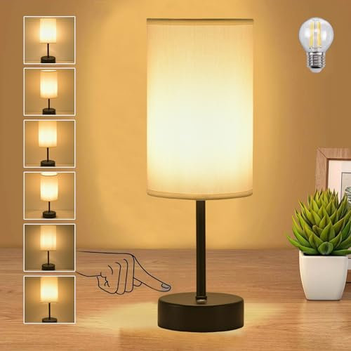 YOIZO Bedside Lamps Cordless Rechargeable Table Lamp Dimmable, 5000mAh Battery Operated Lamp with with LED Bulb, Small Touch Table Lamps for Living Room, Bedroom, Indoor - Black