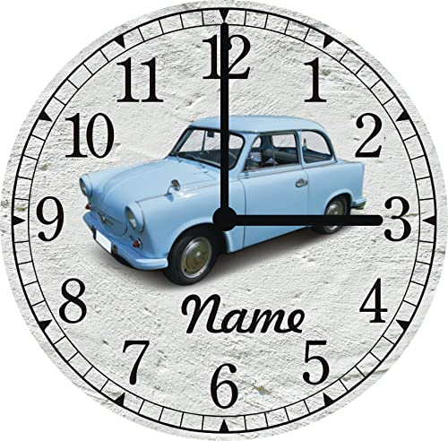 Print Equipment (18.91) Wanduhr Glasuhr - 29 cm - Trabant Trabbi Rennpappe - gern inklusive Name