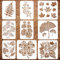 FINGERINSPIRE 9 Stück Tropische Blätter Malerei Schablone 21x29.7 cm 30x30 cm Monstera Ceriman Gummi Gras Palmblatt Ginkgo Biloba Vierblättriges Kleeblatt Sprühschablone PET Pflanzen Themen Schablone
