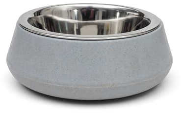 Zoon FloorGrip Bamboo & Stainless Steel Dog Bowl - Sky Blue - Small 14cm