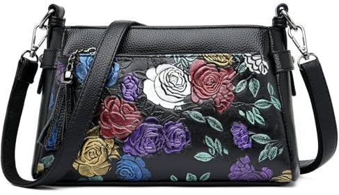 SENDEFN Damen-Umhängetasche, modisch, Umhängetasche, Leder, klein, geeignet für Damen, Mädchen, Reisen, Einkaufen, Arbeit, Alltag, Butterfly Schwarz
