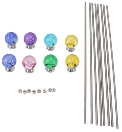 Perlen-Gartenpfähle,8Stück,DIY-Garten-Perlenpfähle, Edelstahl, Feengartenpfähle, Zauberstäbe mit Kristallstopper Oben für die Dekoration Im Freien,Feenstäbe für Garten-Bastelbedarf